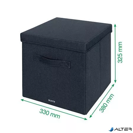 Doboz, szövet borítású, L méret, LEITZ "Fabric", sötétszürke