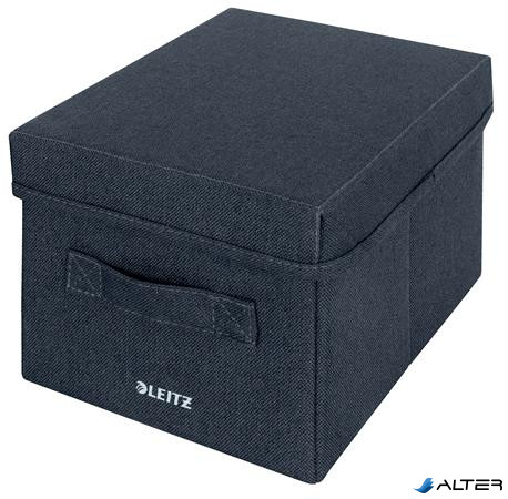 Doboz, szövet borítású, S méret, LEITZ "Fabric", sötétszürke