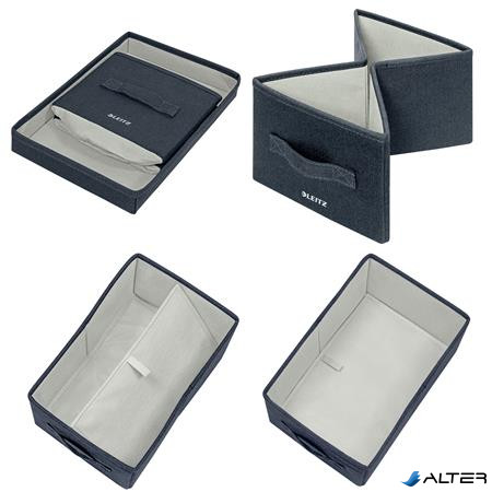 Doboz, szövet borítású, S méret, LEITZ "Fabric", sötétszürke