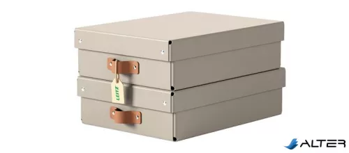 Tárolódoboz, M méret, alacsony, LEITZ "Puro", homokbézs