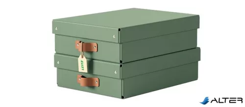 Tárolódoboz, M méret, alacsony, LEITZ "Puro", zsályazöld