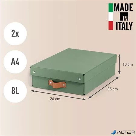 Tárolódoboz, M méret, alacsony, LEITZ "Puro", zsályazöld