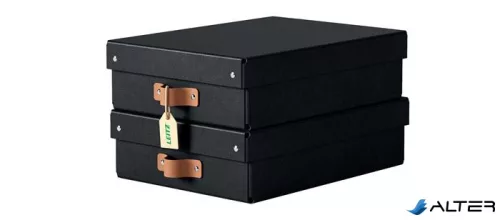 Tárolódoboz, M méret, alacsony, LEITZ "Puro", fekete