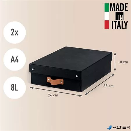 Tárolódoboz, M méret, alacsony, LEITZ "Puro", fekete