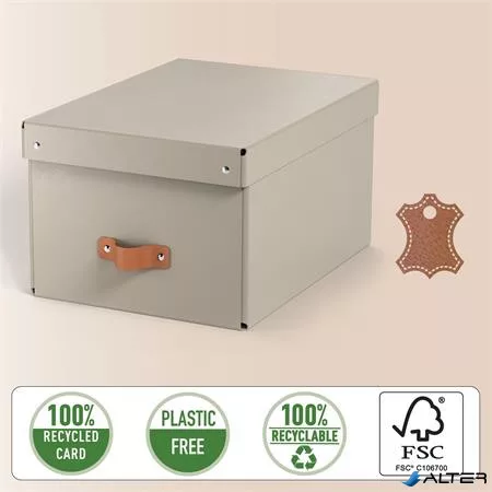 Tárolódoboz, M méret, LEITZ "Puro", homokbézs