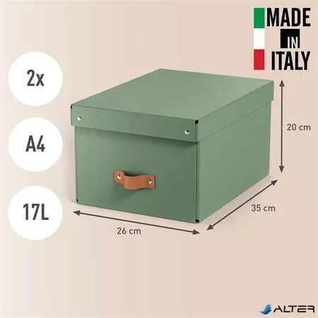 Tárolódoboz, M méret, LEITZ "Puro", zsályazöld