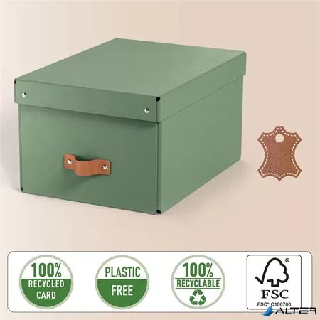 Tárolódoboz, M méret, LEITZ "Puro", zsályazöld