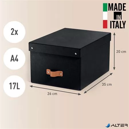 Tárolódoboz, M méret, LEITZ "Puro", fekete