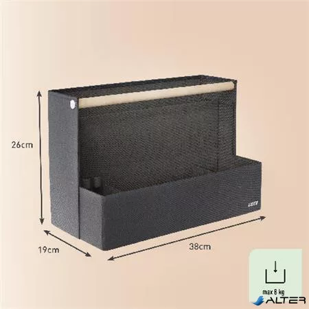 Asztali rendszerező, hordozható, 38x19 cm, LEITZ "Fabric", sötétszürke