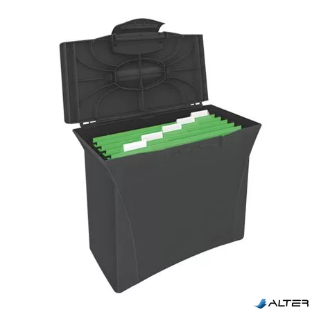 Függőmappa tároló, műanyag, 5 db függőmappával, mobil, ESSELTE 'Europost', Vivida fekete