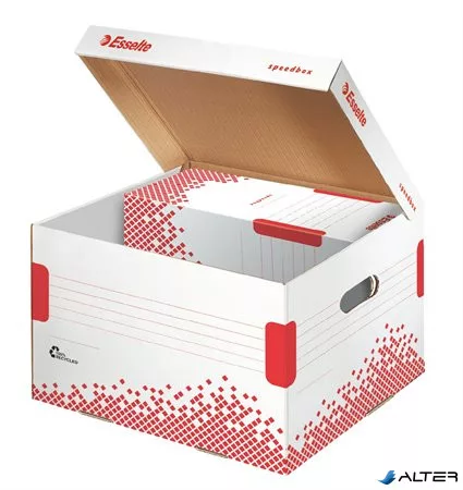 Archiválókonténer, M méret, újrahasznosított karton, ESSELTE "Speedbox", fehér
