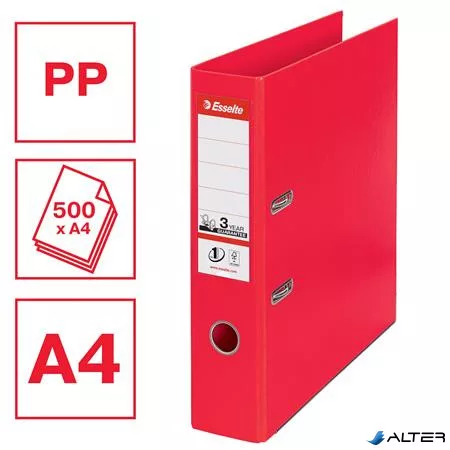 Iratrendező, 75 mm, A4, PP, élvédő sínnel, ESSELTE "Standard", Vivida piros