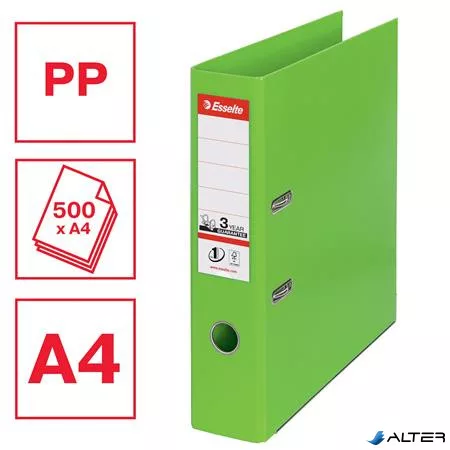 Iratrendező, 75 mm, A4, PP, élvédő sínnel, ESSELTE "Standard", Vivida zöld