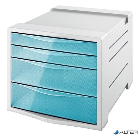 Irattároló, műanyag, 4 fiókos, ESSELTE "Colour'Breeze", áttetsző kék