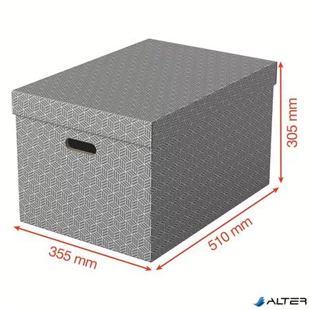 Tárolódoboz, L méret, ESSELTE "Home", szürke