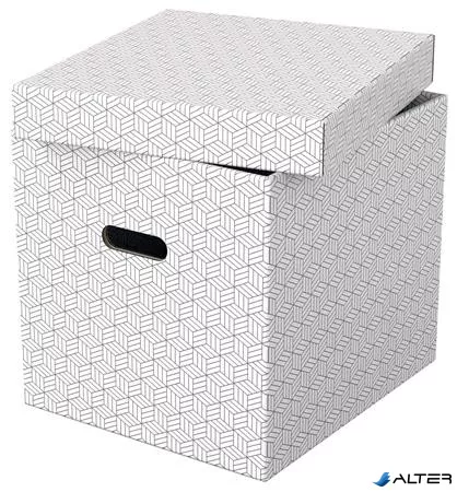 Tárolódoboz, kocka alakú, ESSELTE "Home", fehér