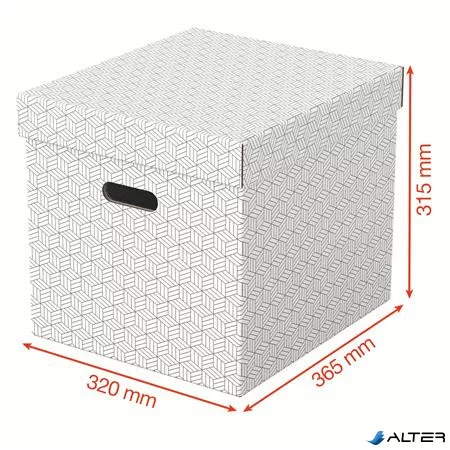 Tárolódoboz, kocka alakú, ESSELTE "Home", fehér