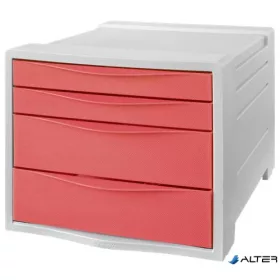  Irattároló, műanyag, 4 fiókos, ESSELTE "Colour'Breeze", áttetsző korall