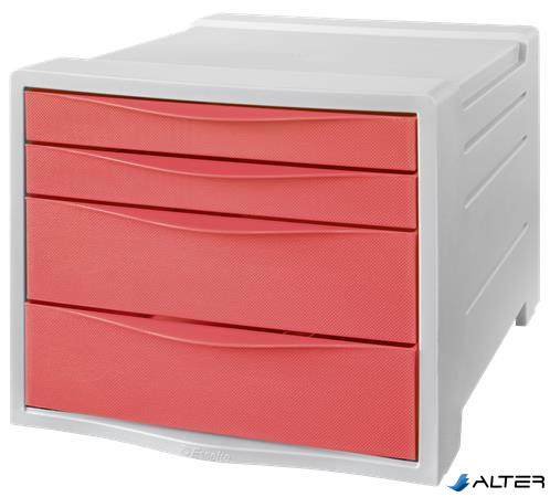 Irattároló, műanyag, 4 fiókos, ESSELTE "Colour'Breeze", áttetsző korall