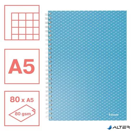 Spirálfüzet, A5, kockás, 80 lap, ESSELTE "Colour'Breeze", kék