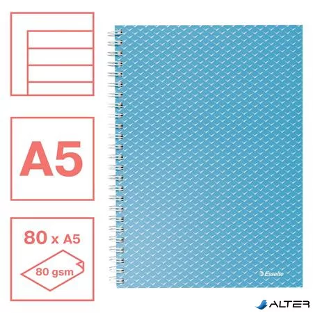 Spirálfüzet, A5, vonalas, 80 lap, ESSELTE "Colour'Breeze", kék