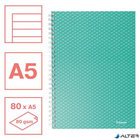 Spirálfüzet, A5, vonalas, 80 lap, ESSELTE "Colour'Breeze", zöld