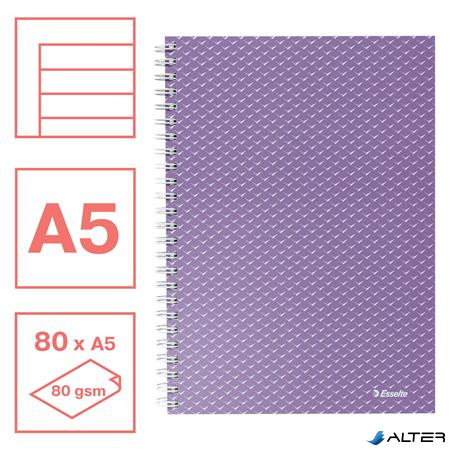 Spirálfüzet, A5, vonalas, 80 lap, ESSELTE "Colour'Breeze", levendula
