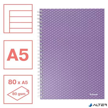 Spirálfüzet, A5, vonalas, 80 lap, ESSELTE "Colour'Breeze", levendula