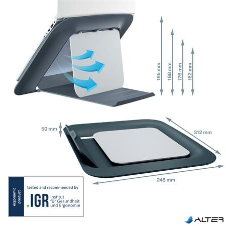 Laptop állvány, LEITZ "Ergo Cosy", bársonyszürke