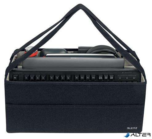 Hordozótáska, 3 rekeszes, LEITZ "Fabric Hot Desking", sötétszürke