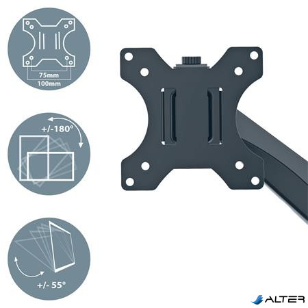 Monitortartó-kar, egy monitorhoz, LEITZ "Ergo", sötétszürke