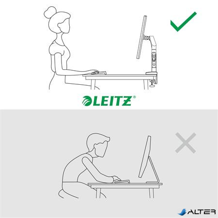 Monitortartó-kar, kettő monitorhoz, LEITZ "Ergo Dual", sötétszürke
