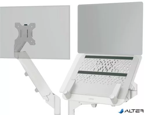 Monitor- és laptoptartó-kar, LEITZ "Ergo Dual", világosszürke