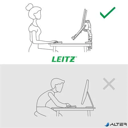 Monitor- és laptoptartó-kar, LEITZ "Ergo Dual", világosszürke