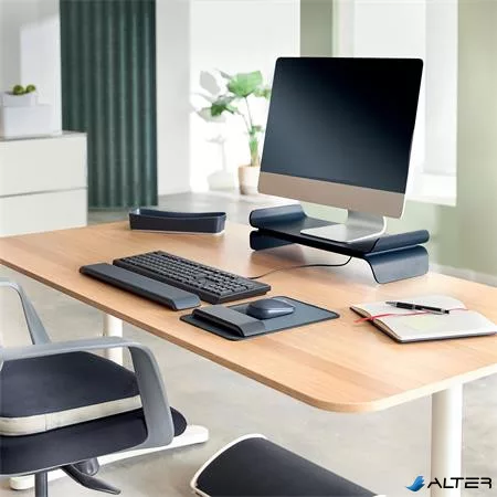 Ülőpárna, ergonómiai, szövetborítású, LEITZ "Ergo", sötétszürke