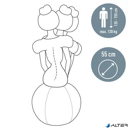 Ülőlabda, nehezékkel, 55cm, LEITZ "Ergo Active", világosszürke