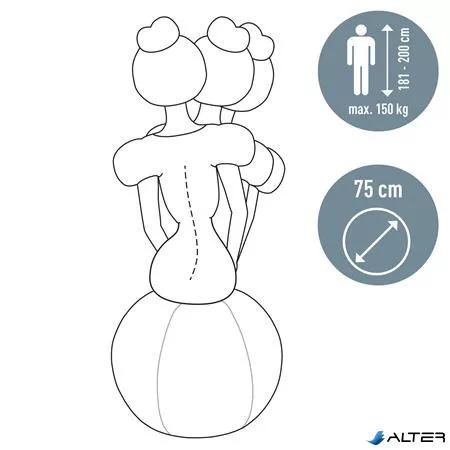 Ülőlabda, nehezékkel, 75cm, LEITZ "Ergo Active", világosszürke