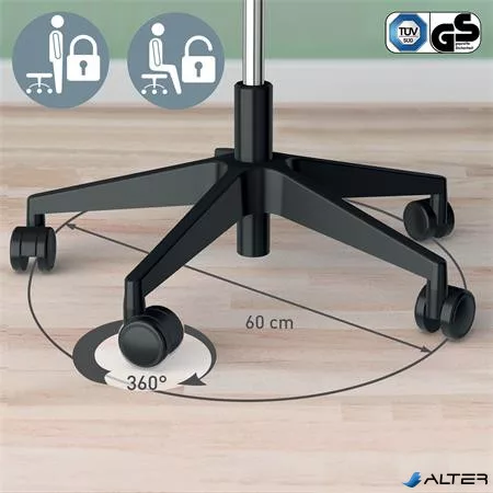 Munkaszék, görgős, ergonomikus, LEITZ "Ergo Comfort Active", világosszürke