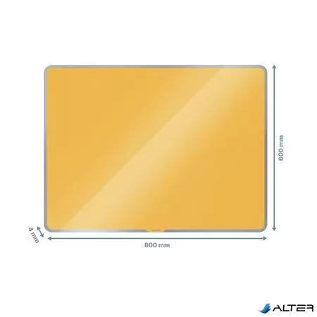 Mágneses üvegtábla, 80x60 cm, LEITZ "Cosy", melegsárga