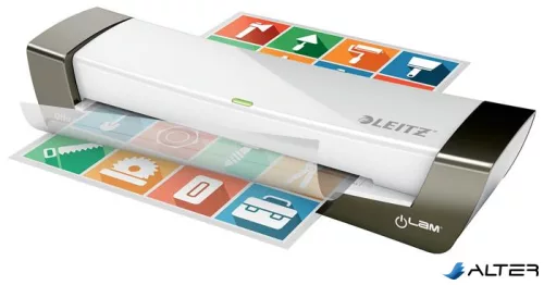Laminálógép, A4, 80-125 mikron, LEITZ "iLam Office", ezüst