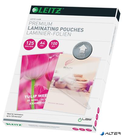 Meleglamináló fólia, 125 mikron, A4, fényes, UDT technológiával, LEITZ "iLam"