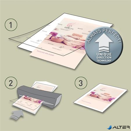 Meleglamináló fólia, 125 mikron, A4, fényes, UDT technológiával, LEITZ "iLam"