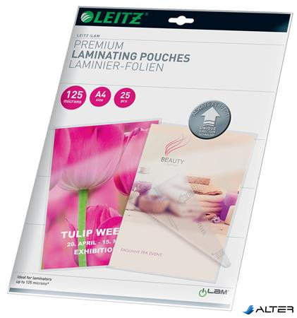 Meleglamináló-fólia, 125 mikron, A4, fényes, UDT technológiával, LEITZ "iLam"