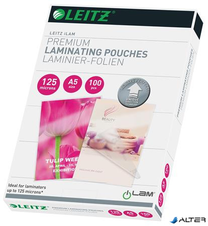 Meleglamináló fólia, 125 mikron, A5, fényes, UDT technológiával, LEITZ "iLam"