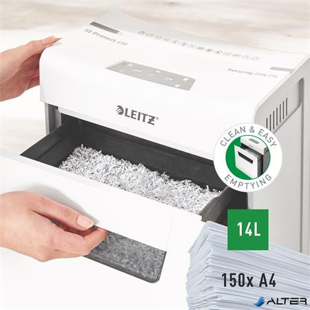 Iratmegsemmisítő, mikrokonfetti, 4 lap, LEITZ "IQ Protect 4M"