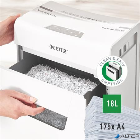 Iratmegsemmisítő, mikrokonfetti, 6 lap, LEITZ "IQ Protect 6M"