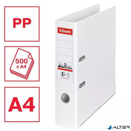 Iratrendező, 75 mm, A4, PP, élvédő sínnel, ESSELTE "Standard", Vivida fehér
