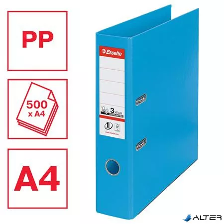 Iratrendező, 75 mm, A4, PP, élvédő sínnel, ESSELTE "Standard", tengerkék