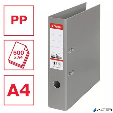 Iratrendező, 75 mm, A4, PP, élvédő sínnel, ESSELTE "Standard", szürke
