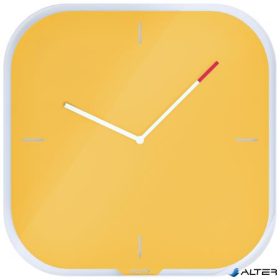   Falióra, üveg, négyzet alakú, 30x30 cm, LEITZ "Cosy", melegsárga